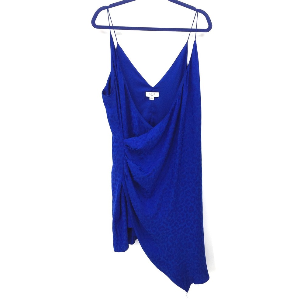 CUSHINE target royal blue asymmetrical top cheetah cocktail party print dress 16